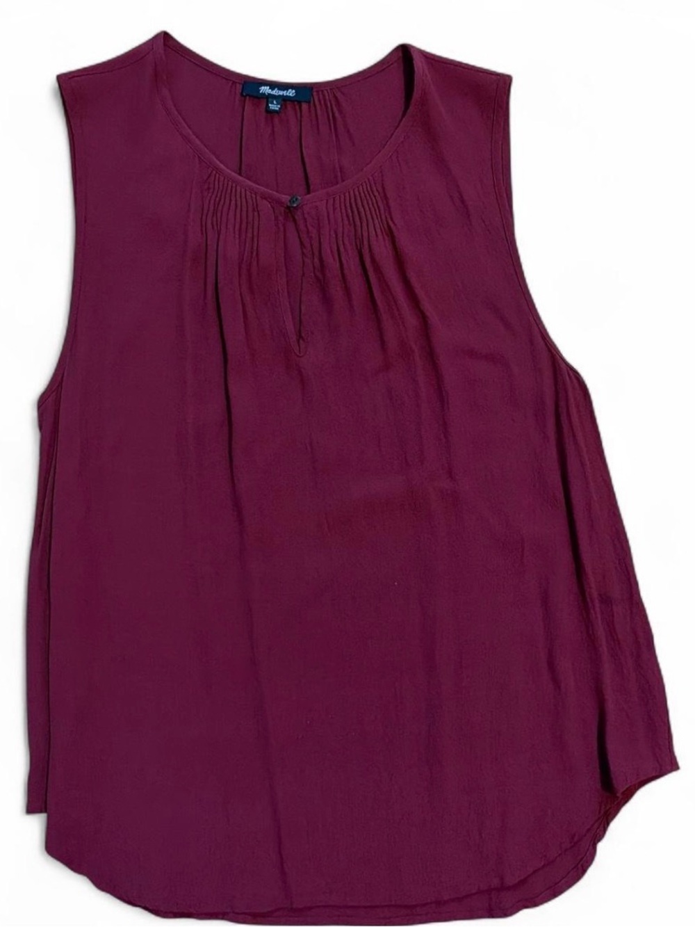Madewell Sleeveless Pleated Keyhole Top - Plum